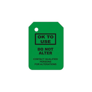 The G-104-0 Green Scaffold Tag Insert features the message: "OK TO USE. DO NOT ALTER. CONTACT QUALIFIED PERSONS FOR ALTERATIONS." This product is perfect for industrial environments, promoting safety and compliance throughout all operations.
