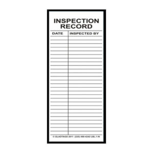 The LBL-1-N Narrow Inspection Record Label template includes columns for the date, inspector's name, and scaffolding tags, with lines provided for entries.