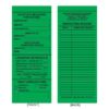 The GP-Green Vinyl Scaffolding Tag | VTG-901-0 (QTY 25) includes permanent adhesive equipment labels designed with sections to input job details, an inspection record, and a loading schedule. It also features convenient checkboxes and signature lines for easy tracking.