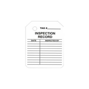 Introducing the W-102-0 White Inspection Record Scaffold Tag, designed with a hole for easy hanging. Ideal for industrial scaffolding, it features dedicated spaces for entering the tag number, date, and inspector's name.