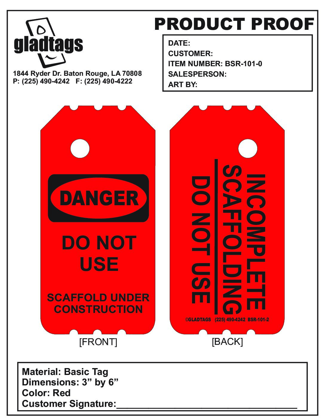 3.25X6 Red Laminated Insert Danger Do Not Use Scaffold Incomplete – BSR-101-0