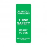 JTG-101-0-FRONT narrow green vinyl scaffolding safety tagged inspection and caution safety tag holder insert