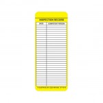 JTY-107-0-BACK narrow yellow vinyl scaffolding safety tagged inspection and caution safety tag holder insert