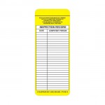 JTY-901-0-FRONT narrow yellow vinyl scaffolding safety tagged inspection and caution safety tag holder insert