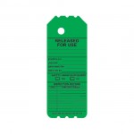 NGYL-SP-101-0-FRONT narrow green laminated scaffolding safety tagged inspection and caution safety tag holder insert