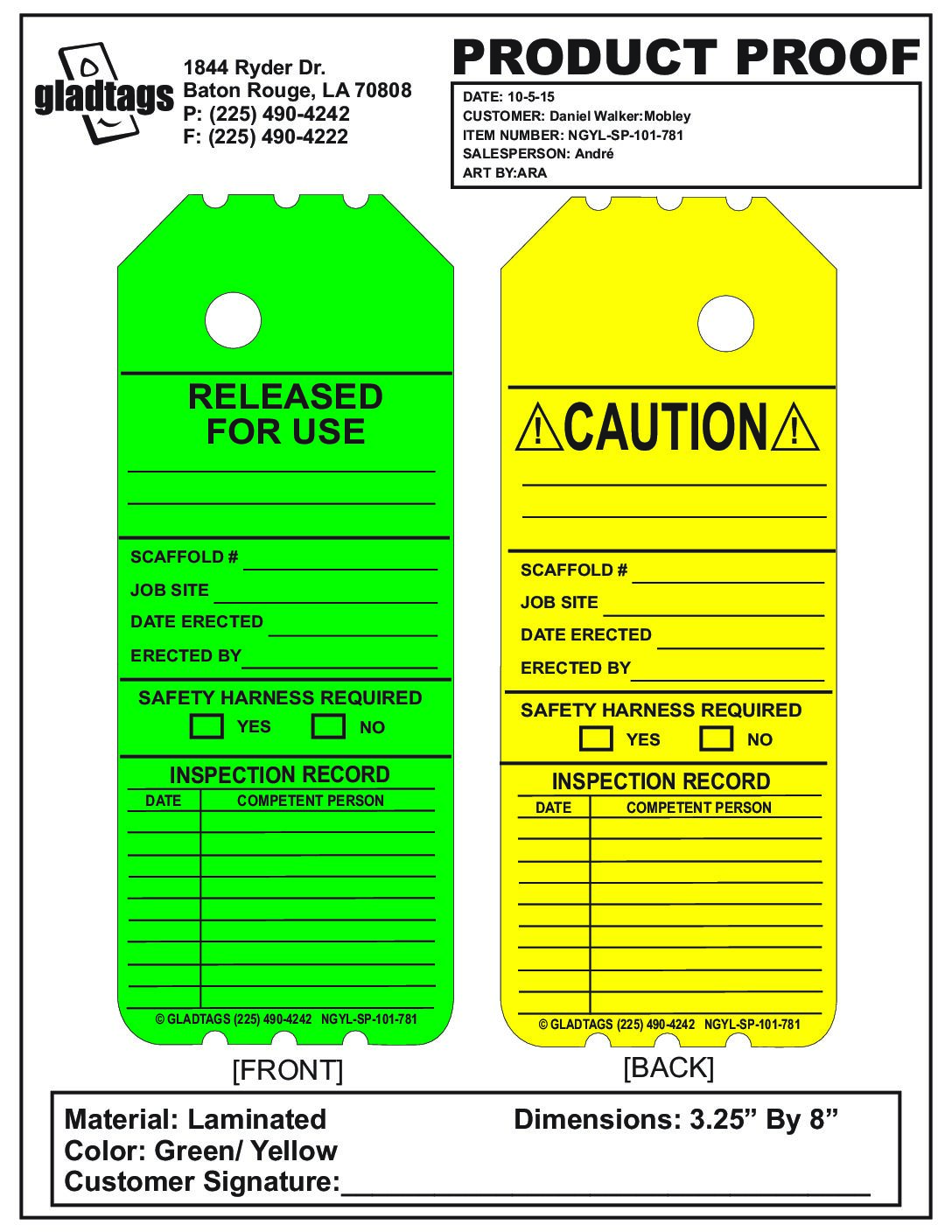 Multicolored Laminated Scaffolding Tags – NGYL-SP-101-0