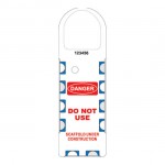 NH-104 front of gladtags narrow scaffolding safety tagged caution and inspection holder