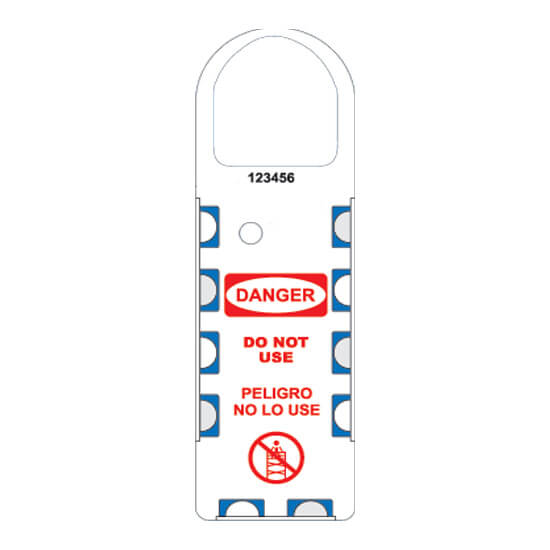 NH-106-front of gladtags narrow scaffolding safety tagged caution and inspection holder