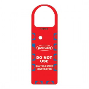 NHR-104-front of gladtags narrow scaffolding safety tagged caution and inspection holder