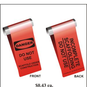 3X14 Red scaffolding Wrap Tag with 1inch and 2 inch Kiss Cut Options Danger Do Not Use - WPT-R-101-0