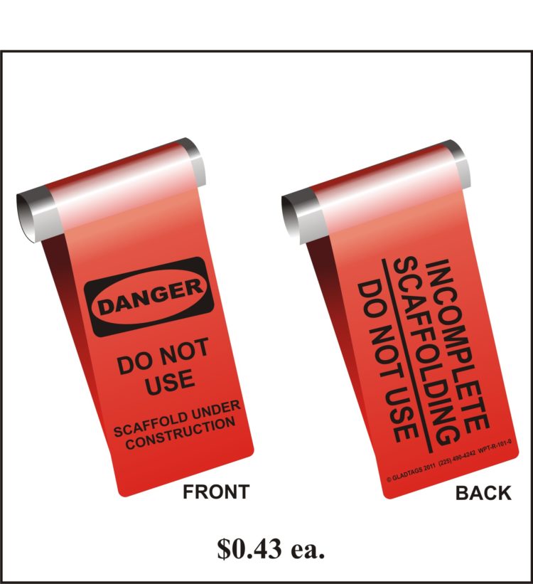 3X14 Red scaffolding Wrap Tag with 1inch and 2 inch Kiss Cut Options Danger Do Not Use – WPT-R-101-0